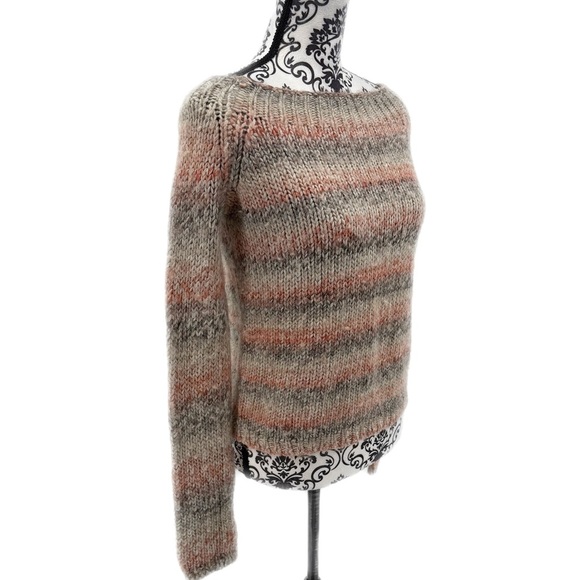The Limited Striped Gray, Tan and Pink Fuzzy Sweater - Picture 2 of 8